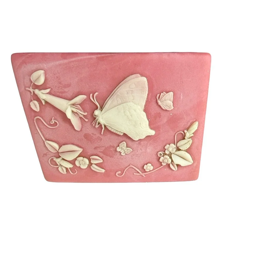 Pink Soapstone Trinket Box by Design Gifts Intern'l LLC, Music Box. butterfly